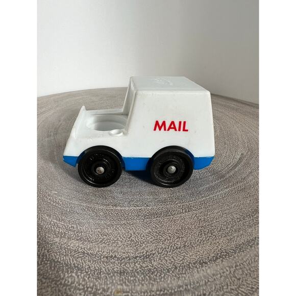 Vintage Fisher-Price Original Little People Mail Truck Vehicle White Blue - Picture 3 of 7